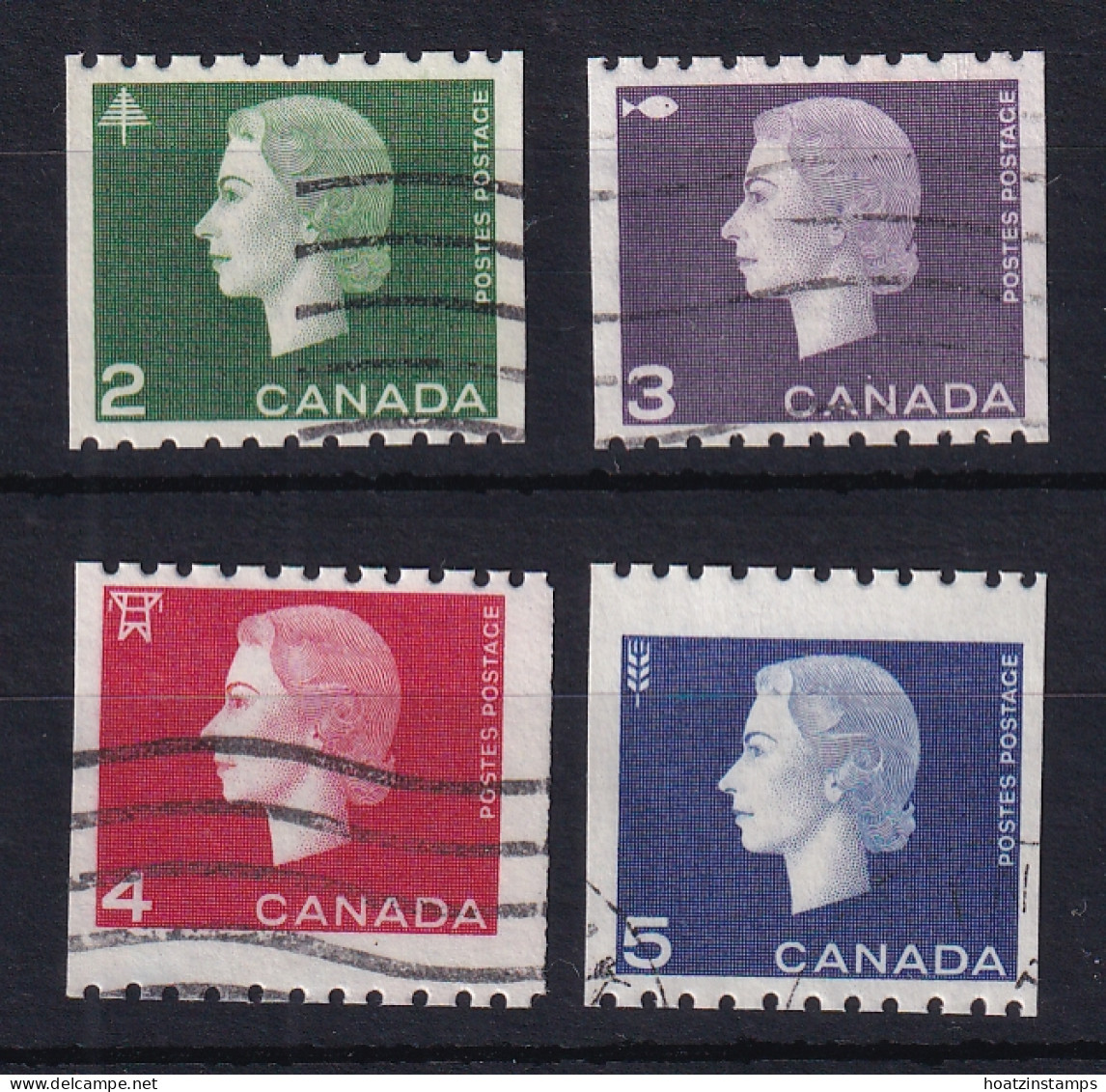 Canada: 1962/64   QE II - Coil Set  SG532-534    Perf: 9½ X Imperf]    Used - Oblitérés