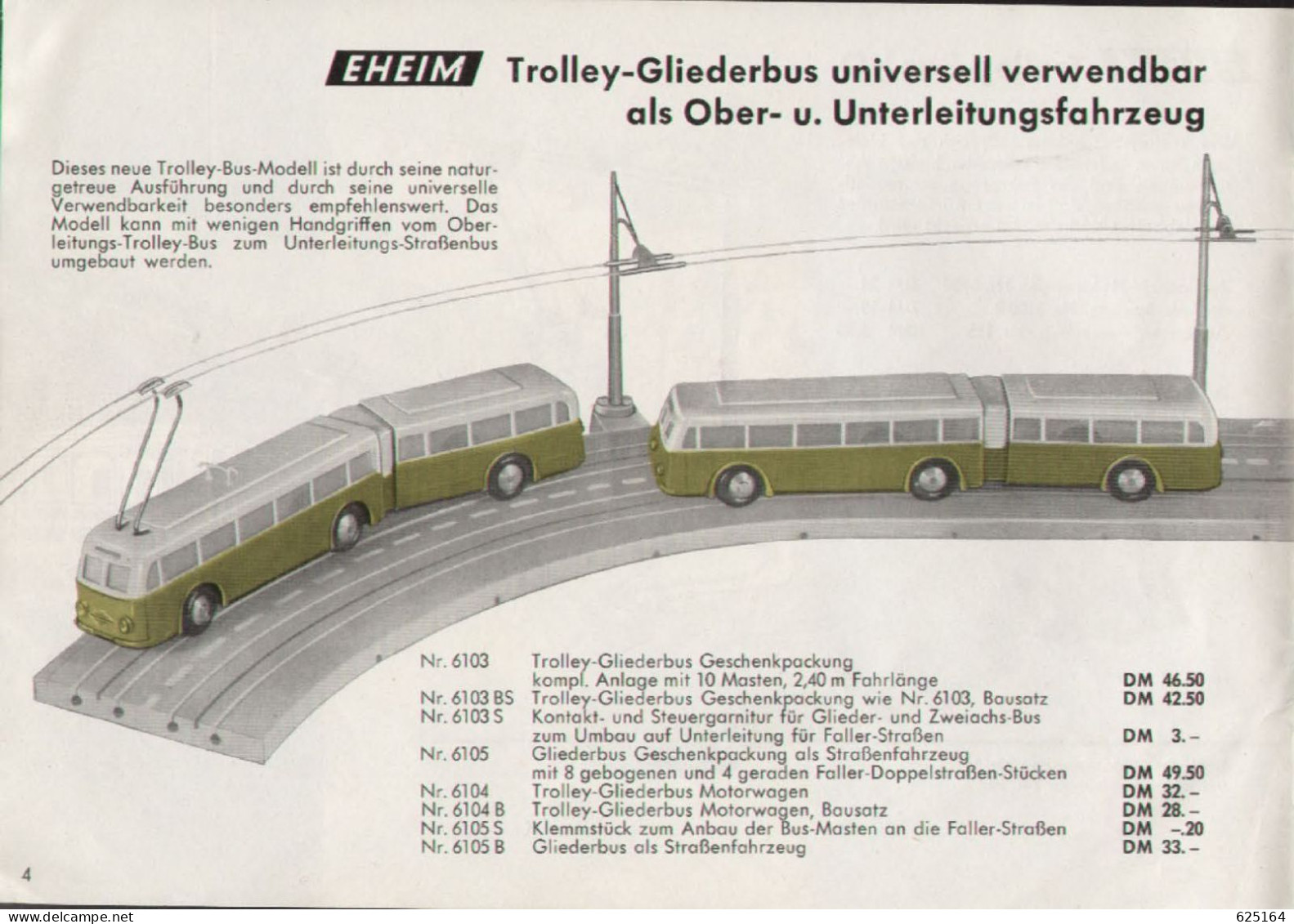 Catalogue EHEIM 1964/65 HO TROLLEY-BUS - Schwebebahn - Schienendraisine - Allemand