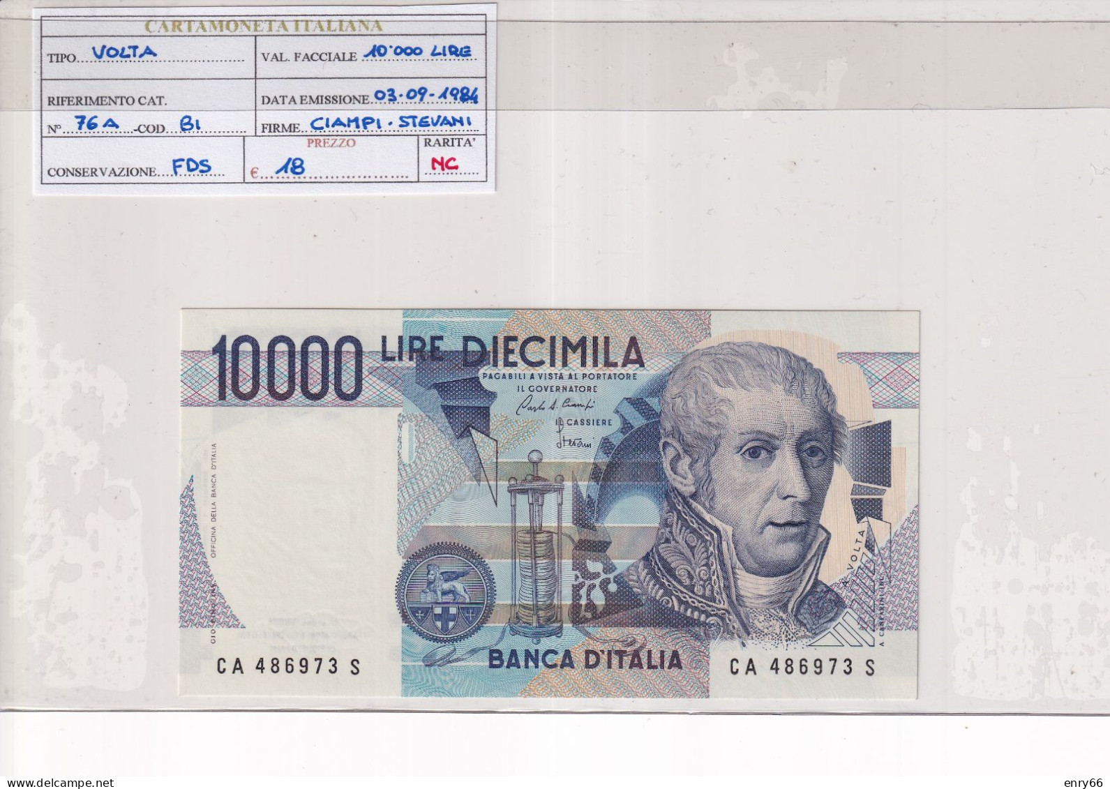 ITALIA  10000 LIRE 3-9-1985 CAT 76A - 10.000 Lire