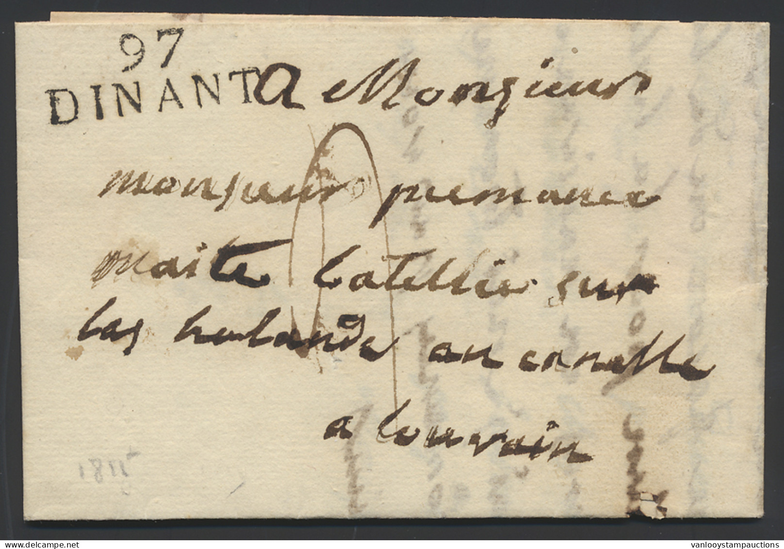 1815 Voorloper Vanuit Dinant, Herlant 15, Type 6, 97 DINANT, Dd. 28 Juli 1815, Naar Leuven, Zm - 1815-1830 (Période Hollandaise)