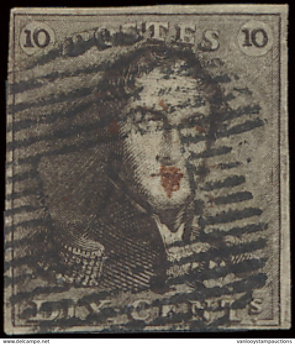 N° 1-V25 (Balasse) 10c. Bruin, Dubbele Druk, Volrandig, Zeer Mooi, Zm (OBP €250) - 1849 Hombreras