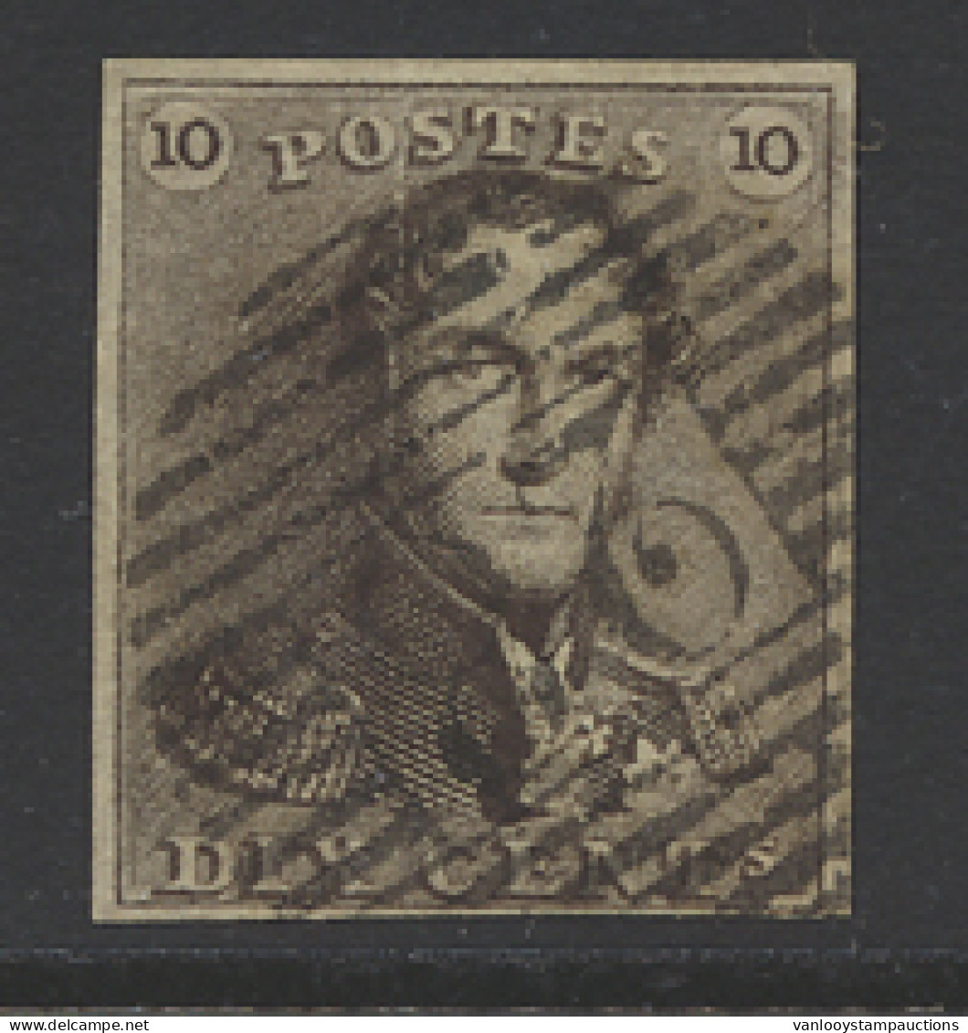 N° 1 10c. Bruin, P.26-Châtelet, Volrandig, Positie 169, Zm (OBP €90) - 1849 Epaulettes