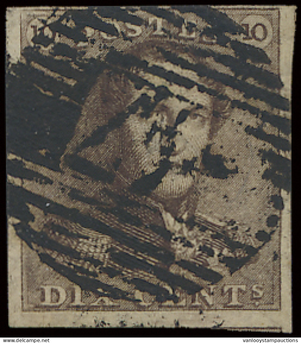 N° 1 10c. Bruin, P.47-Gembloux, Mooi Gerand, Centraal Gestempeld Maar Gedraaid, Zm (OBP €90 + COBA €25) - 1849 Hombreras