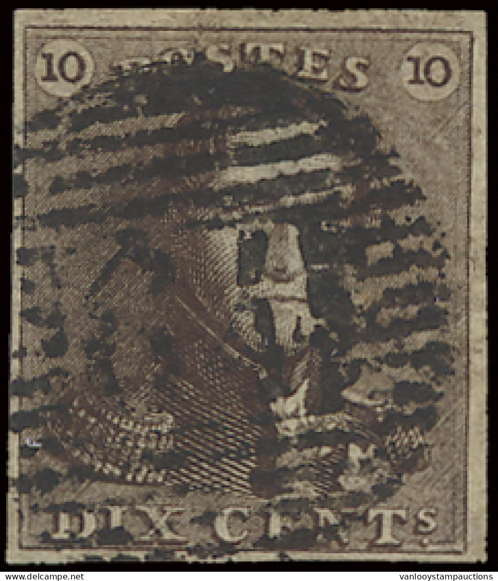 N° 1 10c. Bruin, P.64-Jemeppe, Mooi Gerand, Centraal Gestempeld, Zm (OBP €90 + COBA €20) - 1849 Hombreras