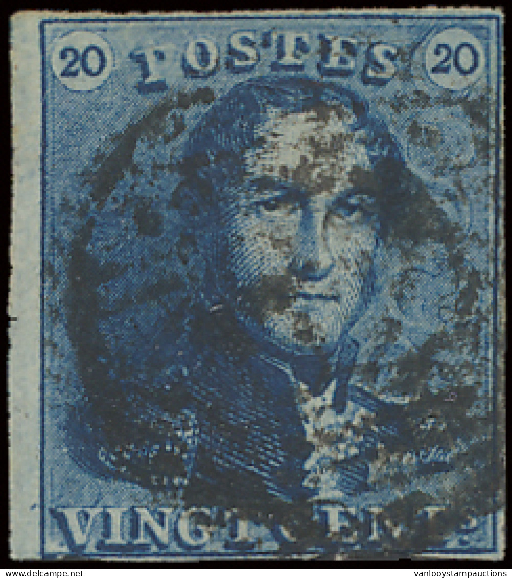 N° 2-V13 (Balasse) 20c. Blauw Met Variëteit 13, Positie 154, De Laatste Variëteit In Rij Van 4), Zm - 1849 Epaulettes