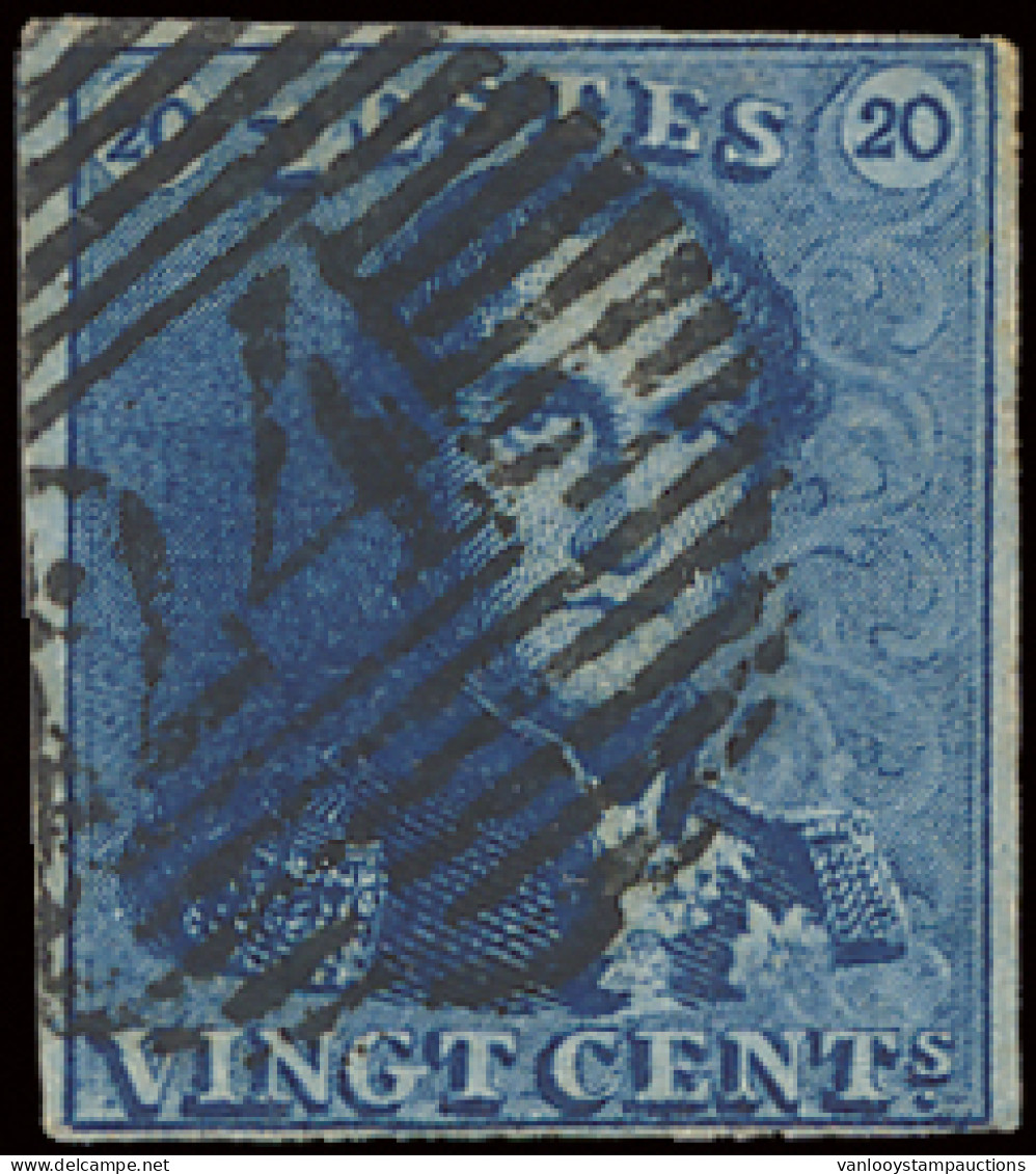 N° 2A-V13 (Balasse) 20c. Blauw, Variëteit Witte Vlek Tussen P En O, Volrandig, Positie 151 Tot 154, Voor De Plaatverzame - 1849 Hombreras