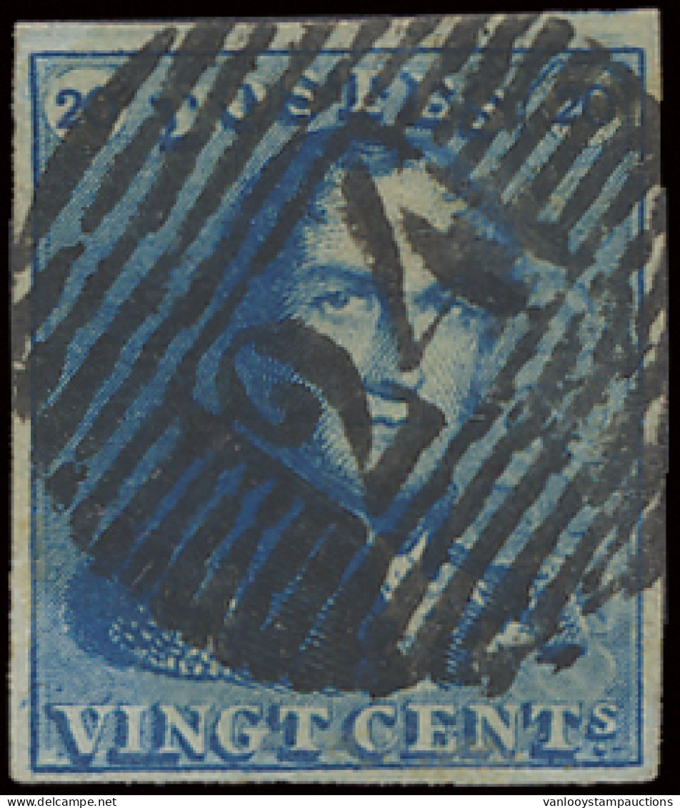 N° 2A-V13 (Balasse) 20c. Blauw, Variëteit Witte Vlek Tussen P En O, Volrandig, Positie 151 Tot 154, Voor De Plaatverzame - 1849 Epaulettes