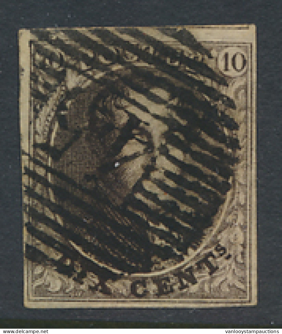 N° 3 10c. Bruin, Afstempeling P.45-Gent, Volrandig Met Bovengebuur, Zm (OBP €115) - 1849-1850 Médaillons (3/5)