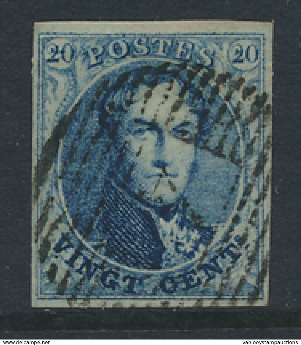 N° 4 20c. Blauw, Afstempeling P.4-Antwerpen, Volrandig, Zm (OBP €70) - 1849-1850 Médaillons (3/5)