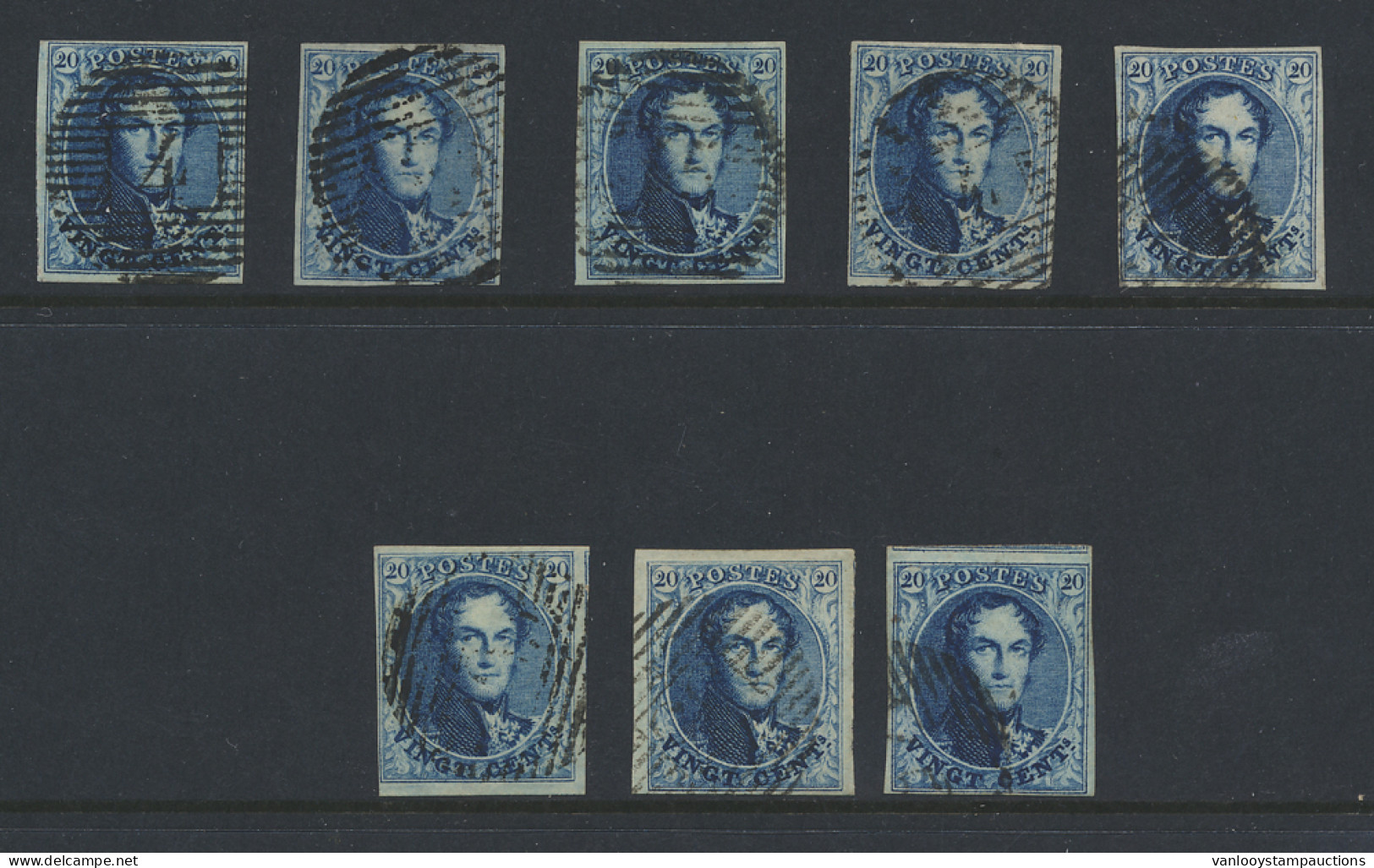 N° 4 20c. Blauw, 8 Volrandige Exemplaren, Speciaal Voor De Plaatverzamelaar, Zm (OBP €560) - 1849-1850 Médaillons (3/5)