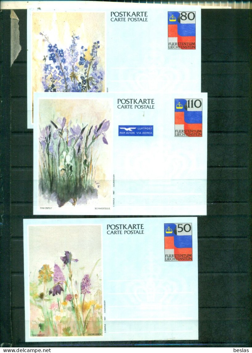 LIECHTENSTEIN  FLEURS 3 ENTIERS POSTAUX NEUFS A PARTIR DE 1 EURO - Interi Postali