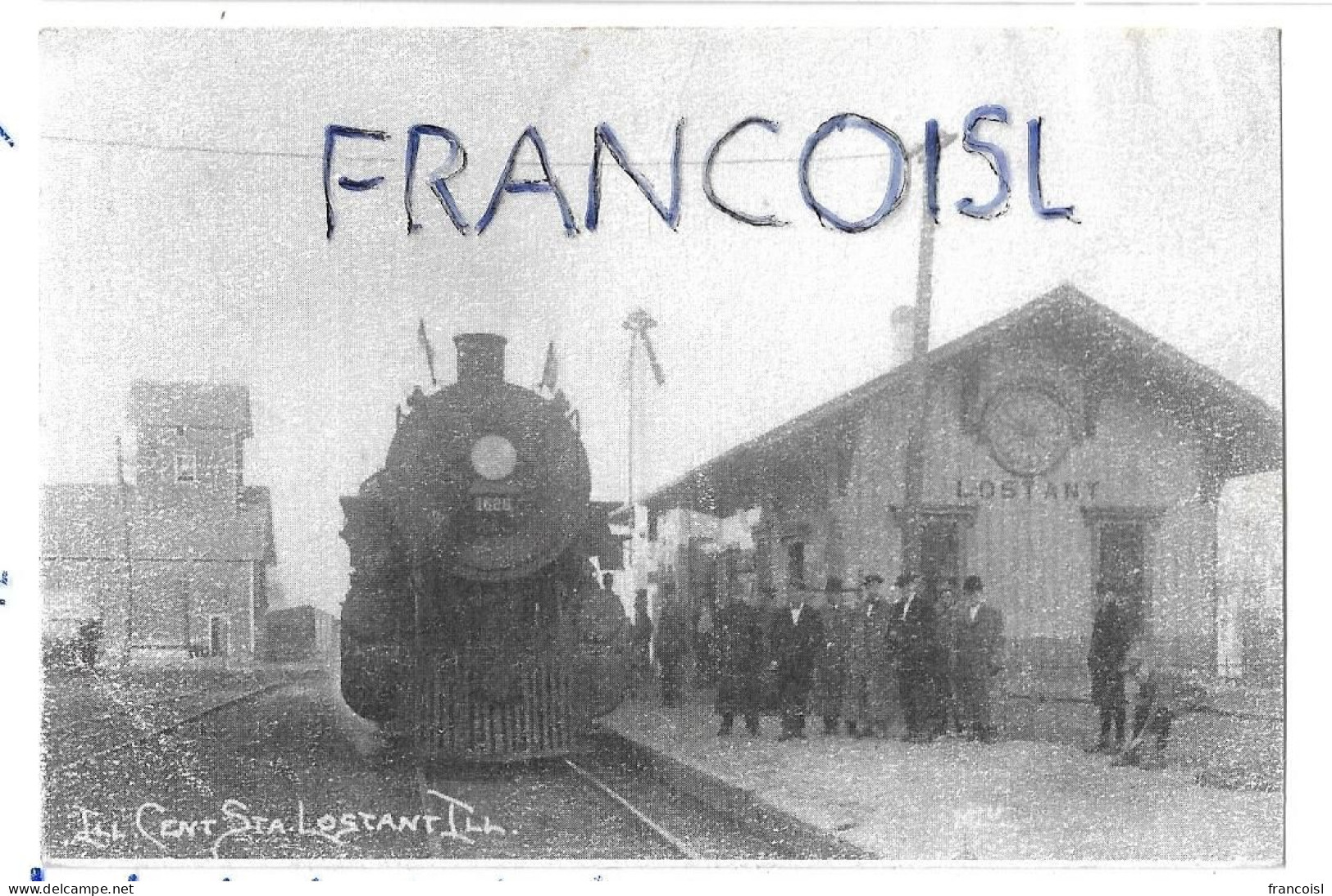 Copie D'une Photo D'un Train à Vapeur En Gare De Lostant (Illinois). Locomotive N° 1628 P R Janusick - Andere & Zonder Classificatie