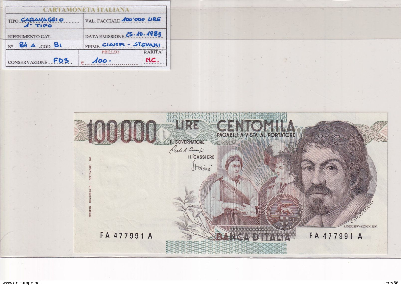 ITALIA  100000 LIRE 25-10-1983 CAT 84A - 100.000 Lire