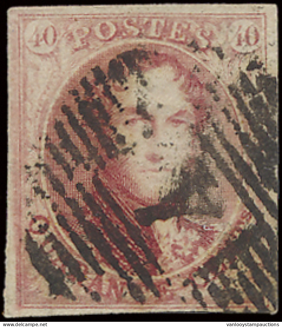 N° 8 40c. Karmijn Met P.4-Anvers, Volrandig, Zm (OBP €125) - 1851-1857 Médaillons (6/8)