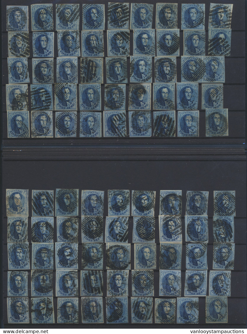 N° 11/11A 20c. Blauw, Met Balk- En Puntstempels, Voor Plating En Variëteiten, Voor De Specialist (+300 Exemplaren), Zm/m - 1858-1862 Medallions (9/12)
