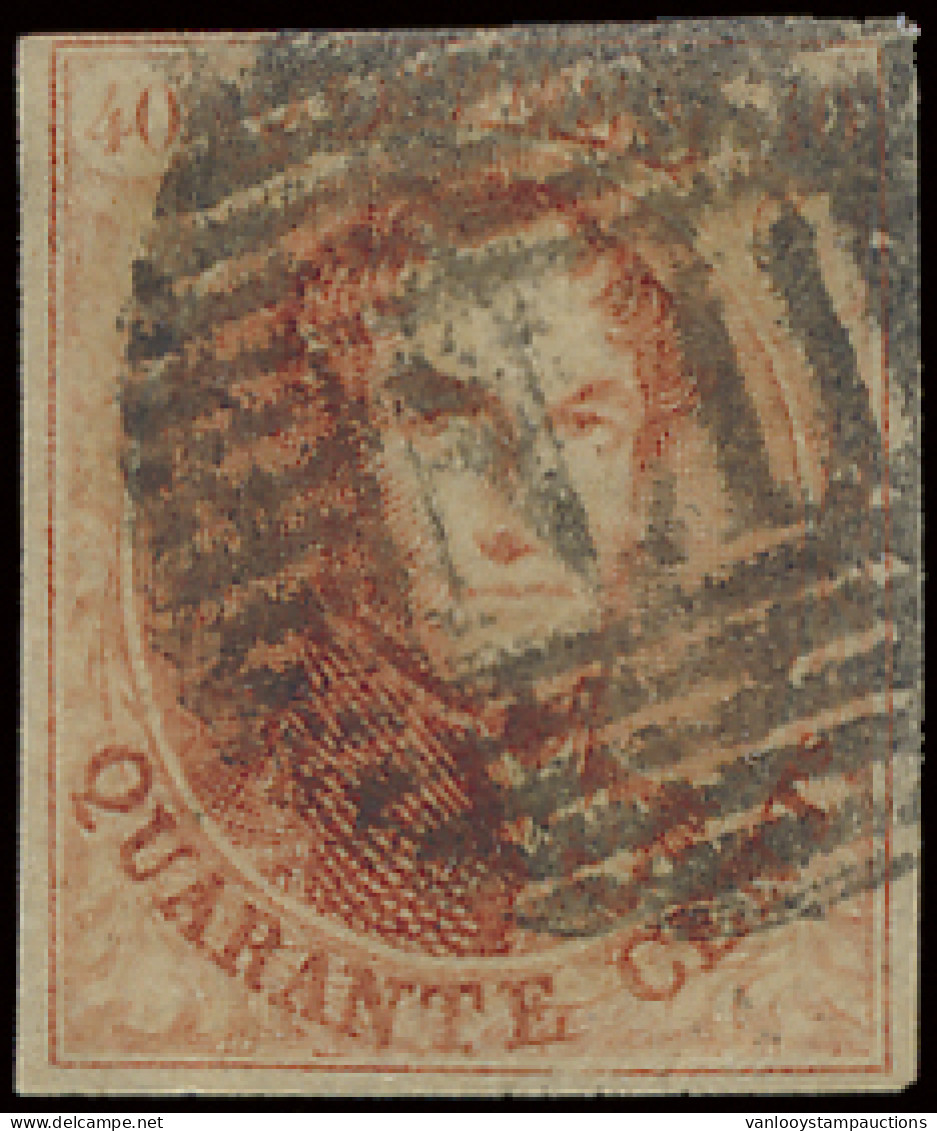 N° 12 40c. Vermiljoen, Ambulant Met NII Volrandig , Zm (OBP €90 + COBA €50) - 1858-1862 Médaillons (9/12)