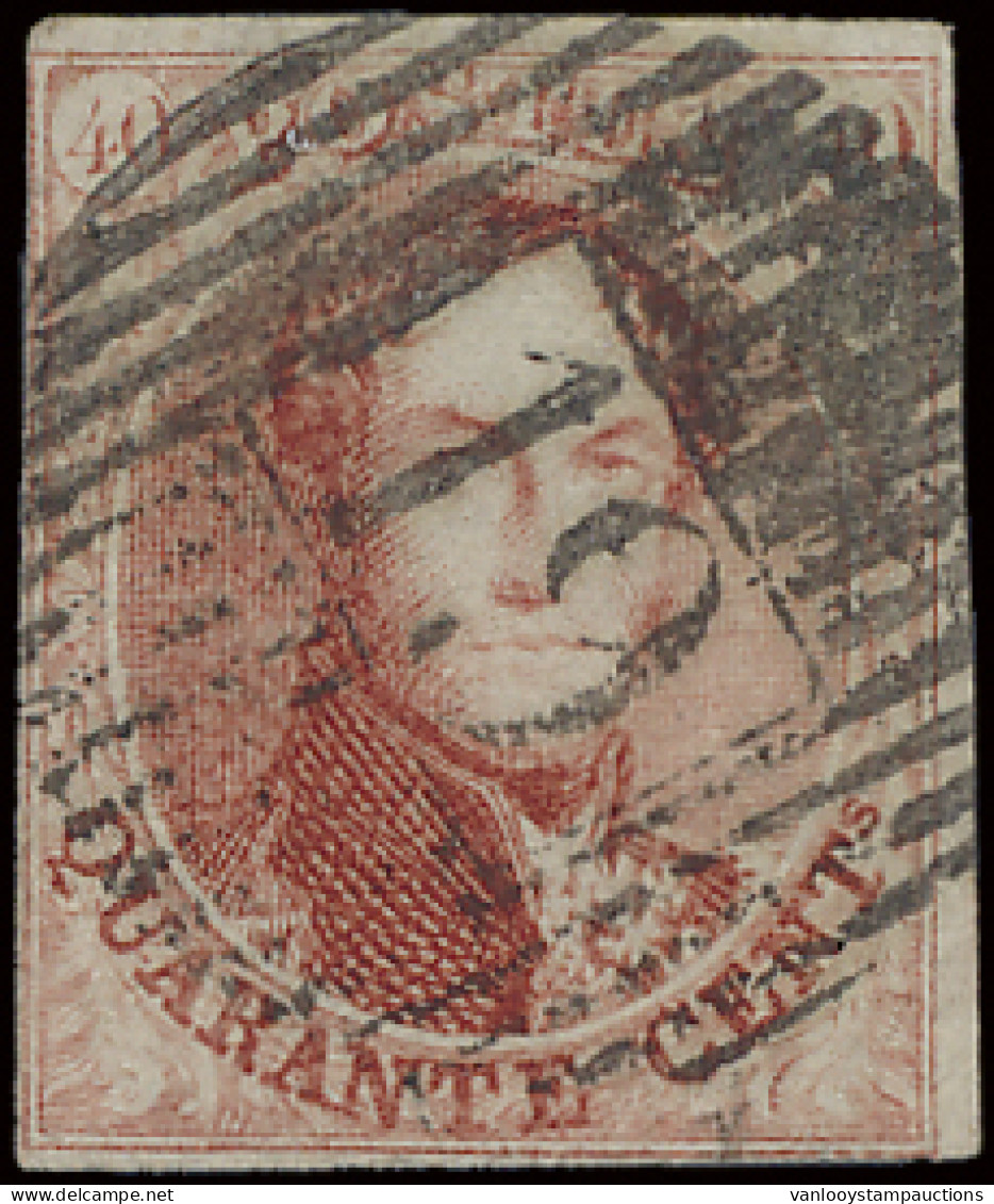 N° 12 40c. Vermiljoen, Volrandig Met Mooie Centrale Distributiestempel D.19-Givry, Zeer Zeldzaam, Zm (OBP €90 + COBA R) - 1858-1862 Médaillons (9/12)