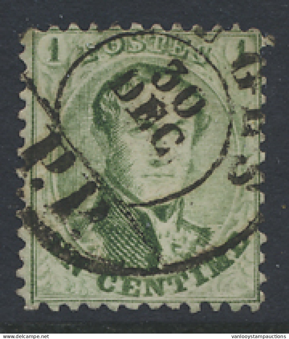 N° 13Aa 1c. Groen, Tanding 12 1/2 X 13 1/2, D.C.a Bruges P.P., Zm (OBP +€42) - 1863-1864 Médaillons (13/16)