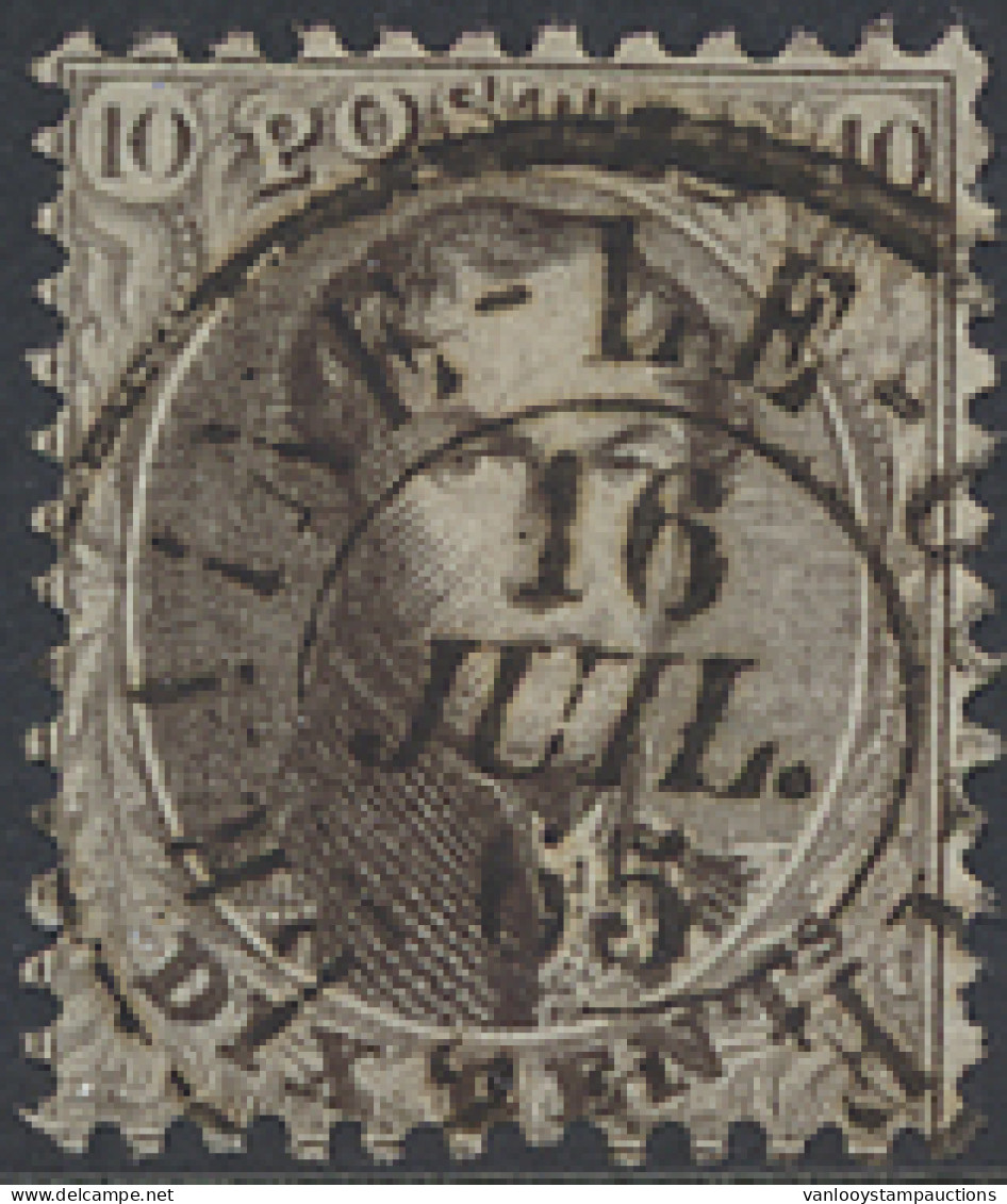 N° 14 10c. Bruin, Tanding 12 1/2 D.C.a Braine-le-Comte, Zm - 1863-1864 Médaillons (13/16)