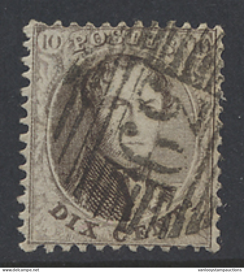 N° 14 10c. Bruin, P.39-Fleurus, Zeer Duidelijke Afstempeling, Zm (COBA +€12) - 1863-1864 Medallions (13/16)