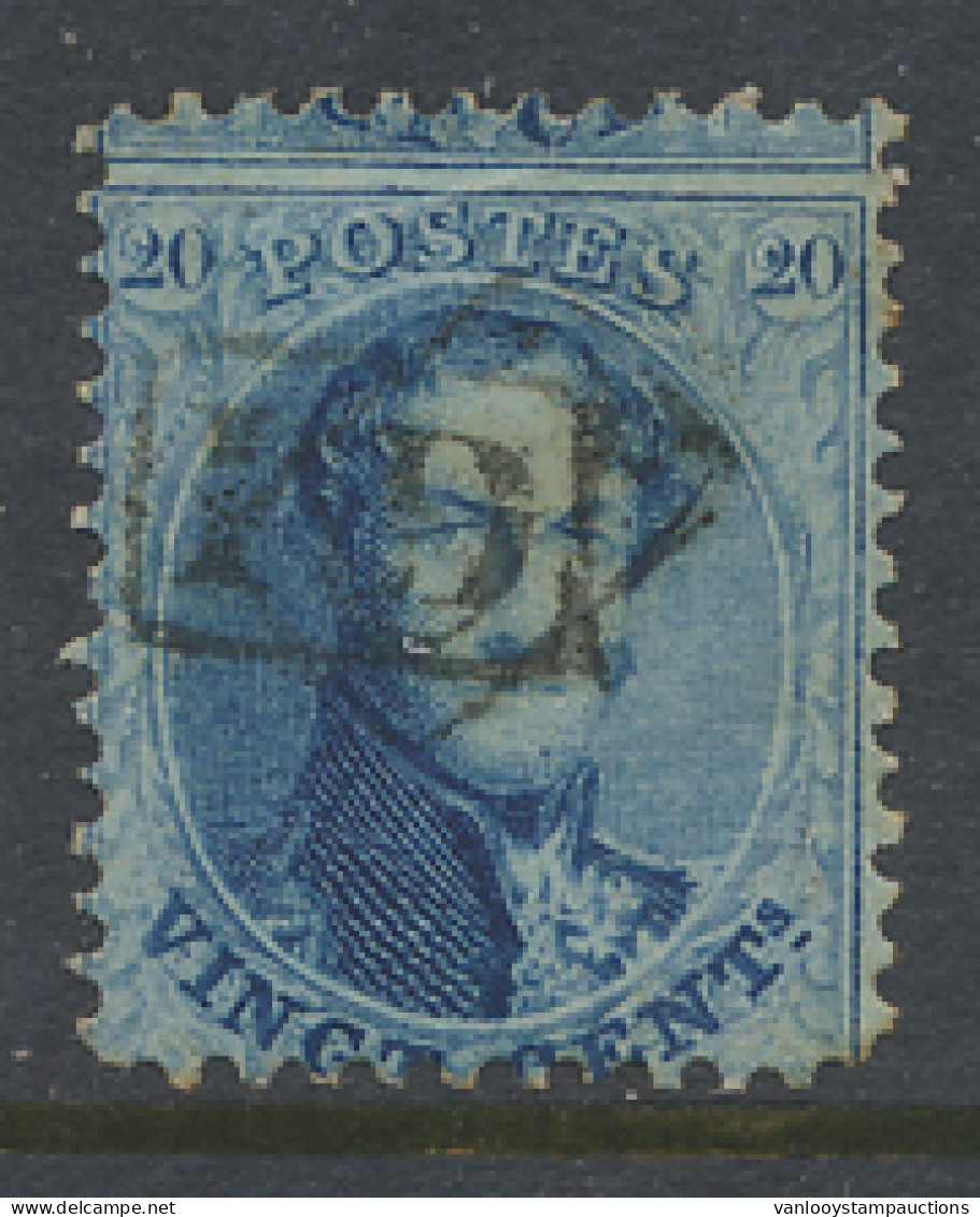 N° 15A 20c. Blauw, Tanding 12 1/2 X 13 1/2, Met Stempel PD In Kastje, Zm - 1863-1864 Médaillons (13/16)