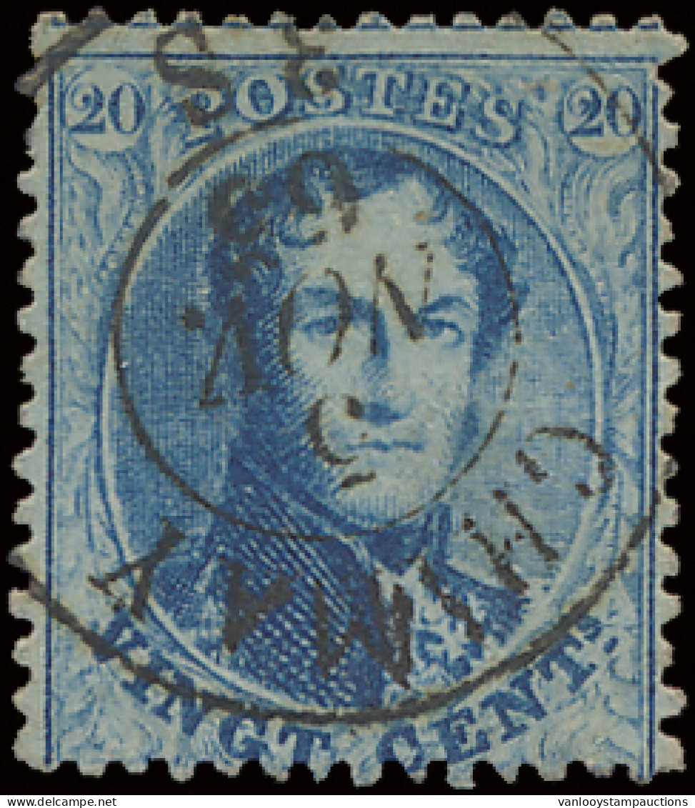 N° 15A 20c. Blauw, Afstempeling D.C.a Chimay 5 November 65, Zeer Mooi, Zm - 1863-1864 Médaillons (13/16)