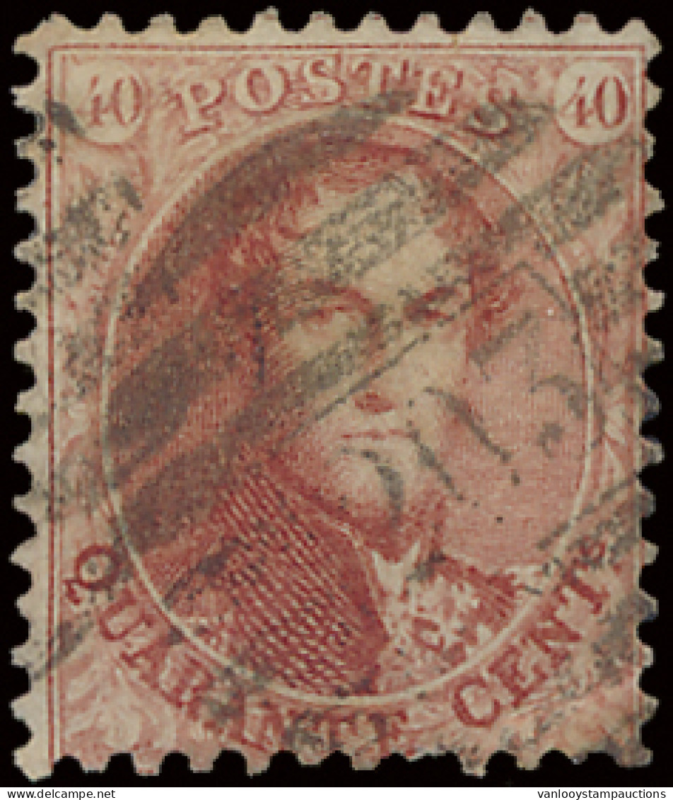 N° 16 40c. Karmijnroze Met P.203-Gilly, Zm (OBP €60 + COBA €25) - 1863-1864 Médaillons (13/16)