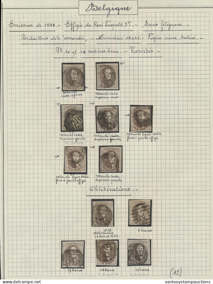 Ongetande Medaillons Zonder Kader, Specialiteiten Collectie, Met Variëteiten, Diverse Afstempeling Mooie Samenstelling,  - 1849-1865 Medallions (Other)