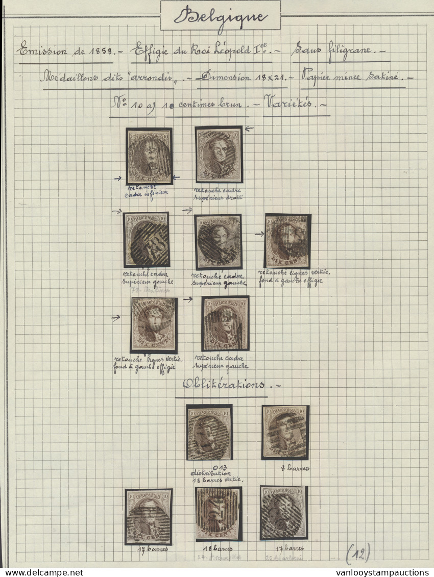 Ongetande Medaillons Zonder Kader, Specialiteiten Collectie, Met Variëteiten, Diverse Afstempeling Mooie Samenstelling,  - 1849-1865 Médaillons (Autres)