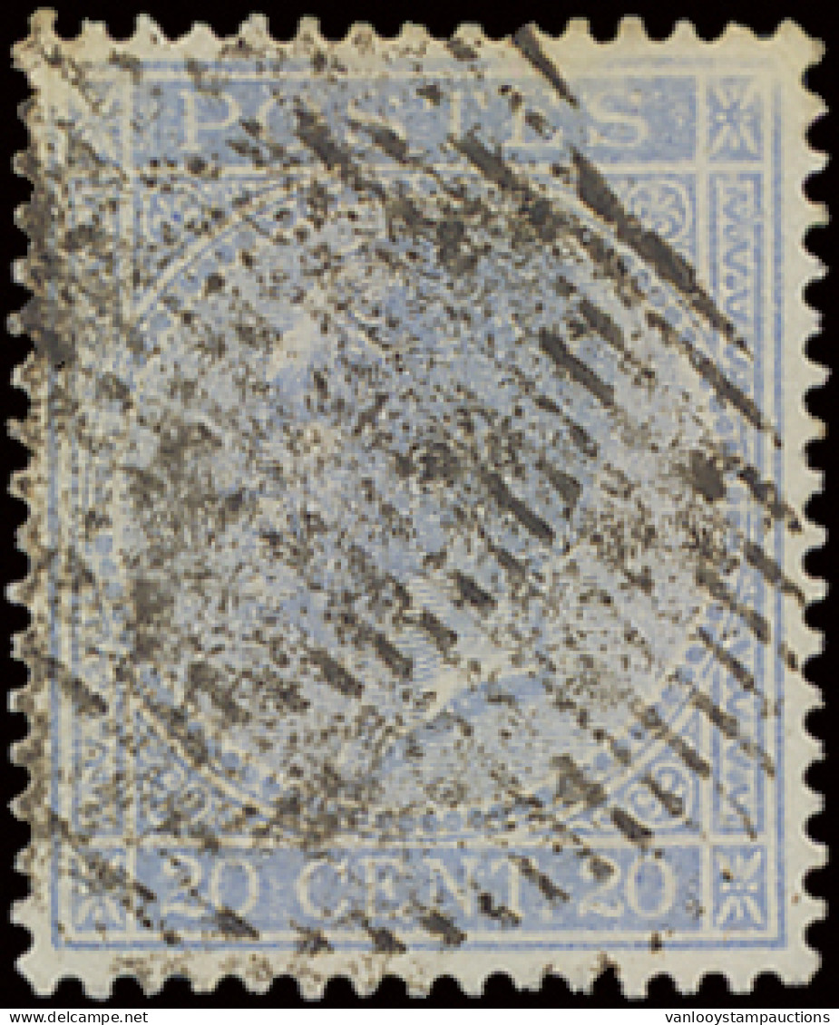 N° 18 20c. Blauw Met Rurale Stempel, 18 Balkenstempel, Zm - 1865-1866 Profile Left