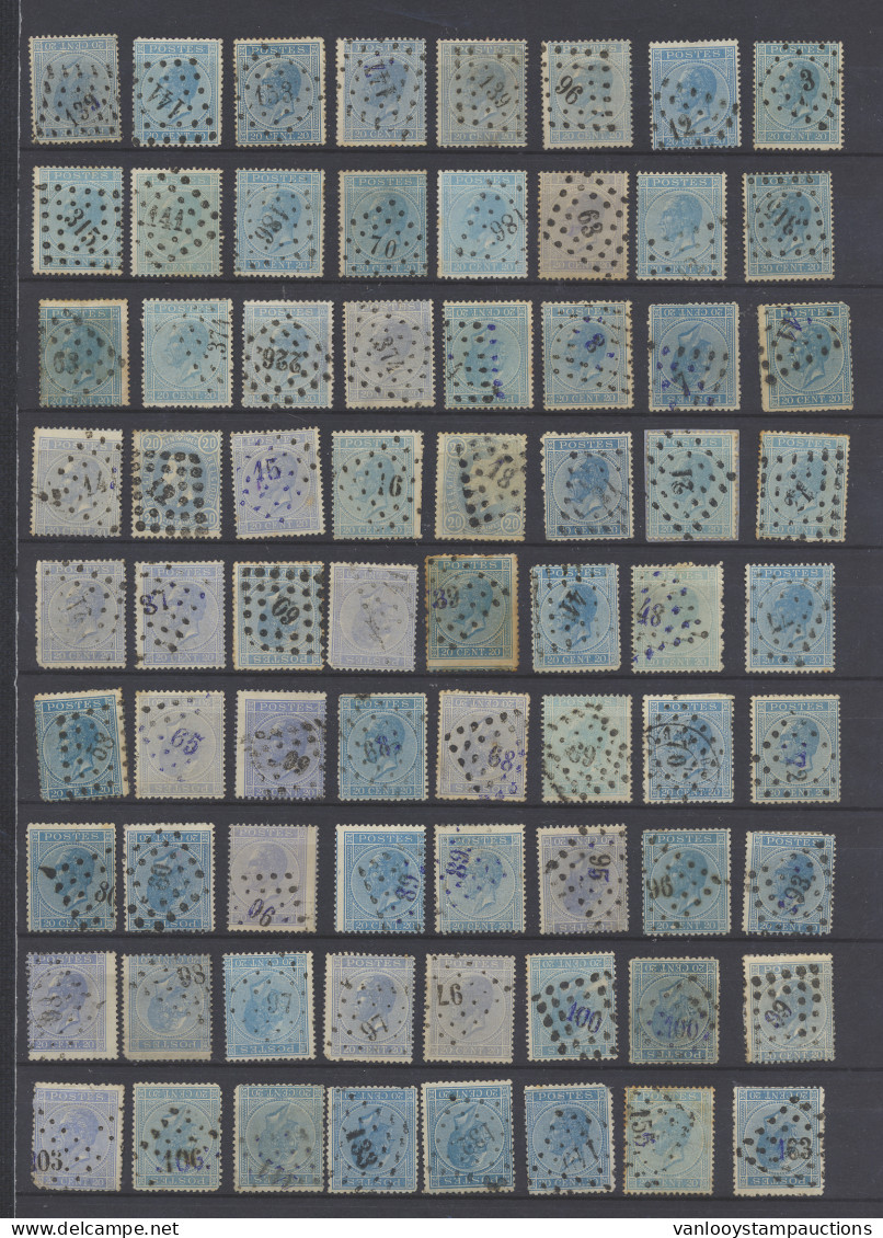 N° 18 20c. Blauw, 120 Exemplaren, Kwaliteit Nakijken, Enkele Betere Stempels, Plaatmateriaal, Zm/m/ntz - 1865-1866 Profil Gauche