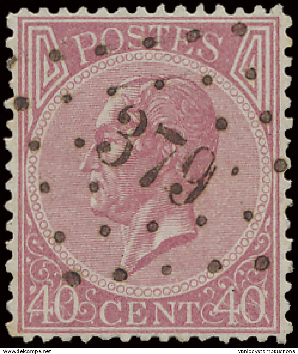 N° 20 40c. Bleekroze, Tanding 14 1/2 X 14, Puntstempel 379 Virton, Prachtige Centrage En Centraal Gestempeld, Luxe, Zm ( - 1865-1866 Perfil Izquierdo