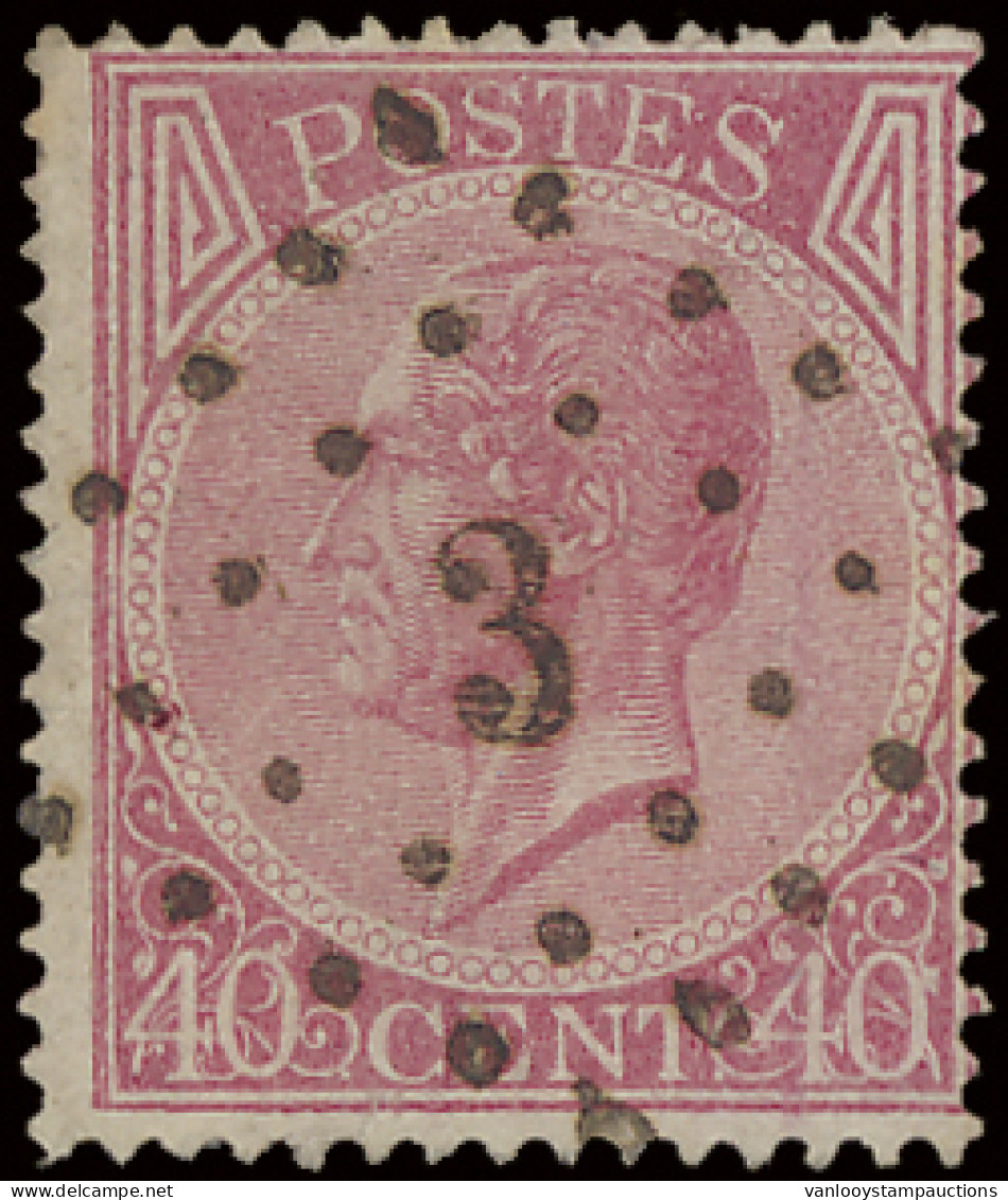 N° 20A 40c. Bleekroze, Tanding 15, Puntstempel 3 Alost, Prachtig Centraal, Zm - 1865-1866 Profile Left