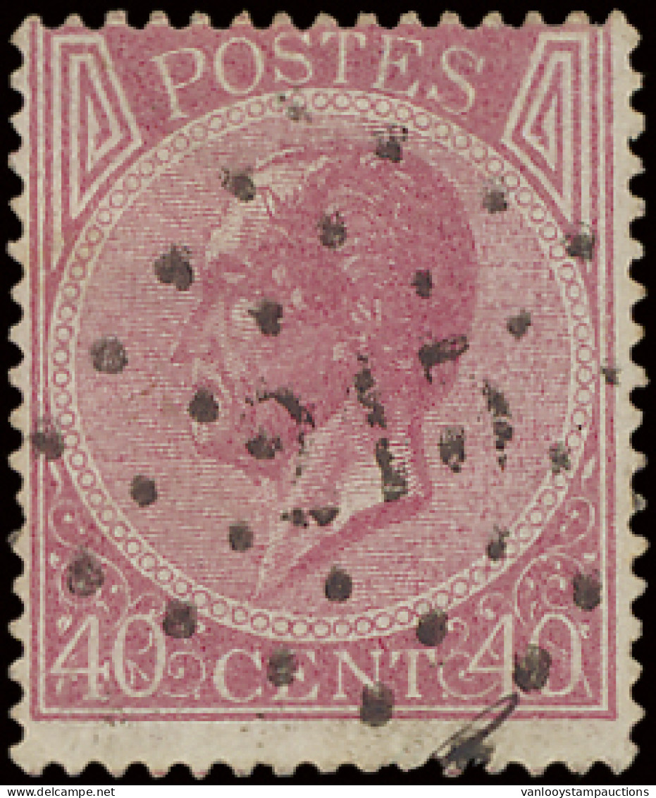 N° 20A 40c. Bleekroze, Tanding 15, Puntstempel 215 Leuze, Prachtig Centraal Gest., Stempelzoeker, Zm (COBA +€10) - 1865-1866 Profile Left