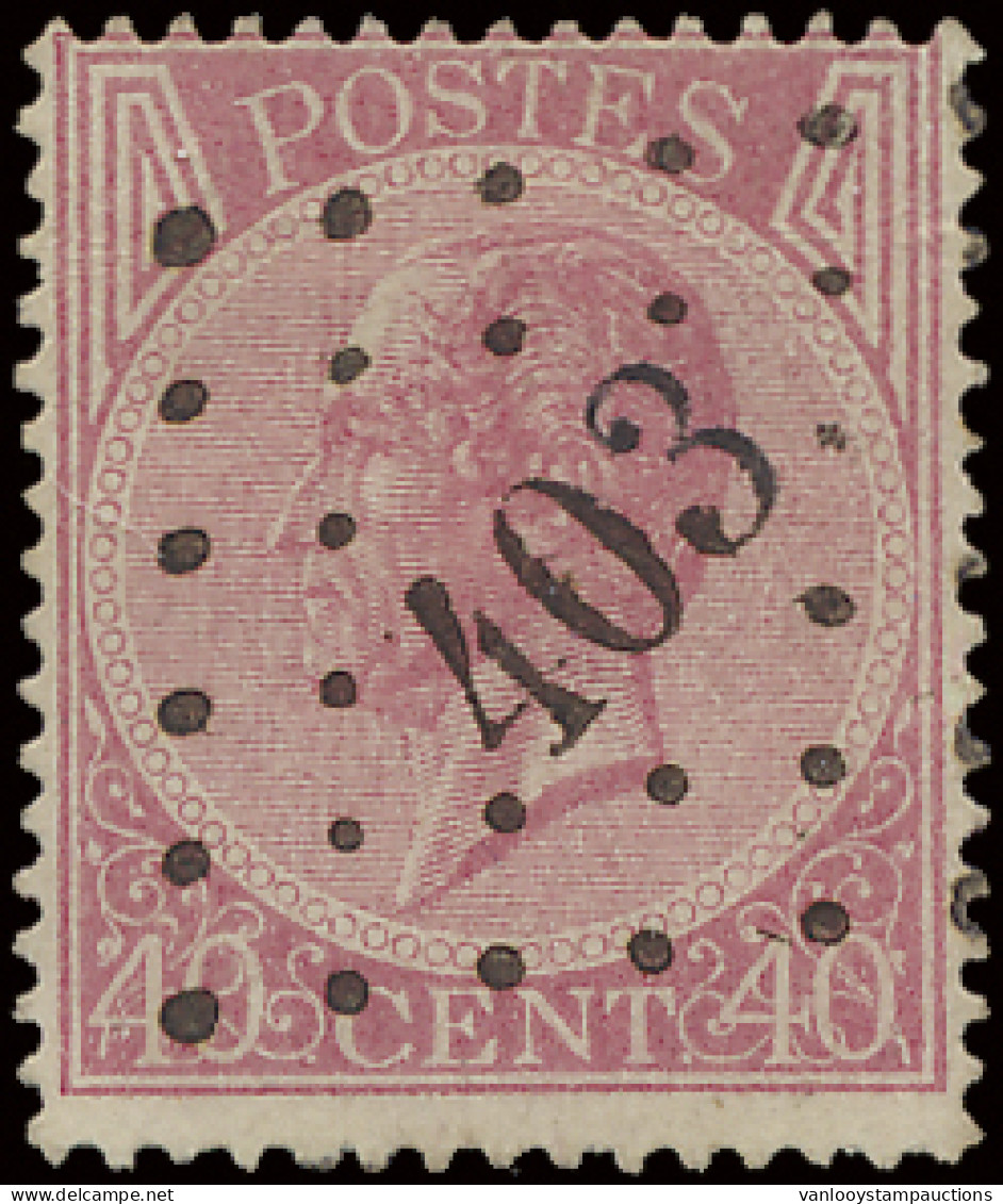 N° 20A 40c. Bleekroze, Tanding 15, Puntstempel 403 Winghe-St.-Georges, Afstempeling Subliem, Zm (COBA €60) - 1865-1866 Perfil Izquierdo