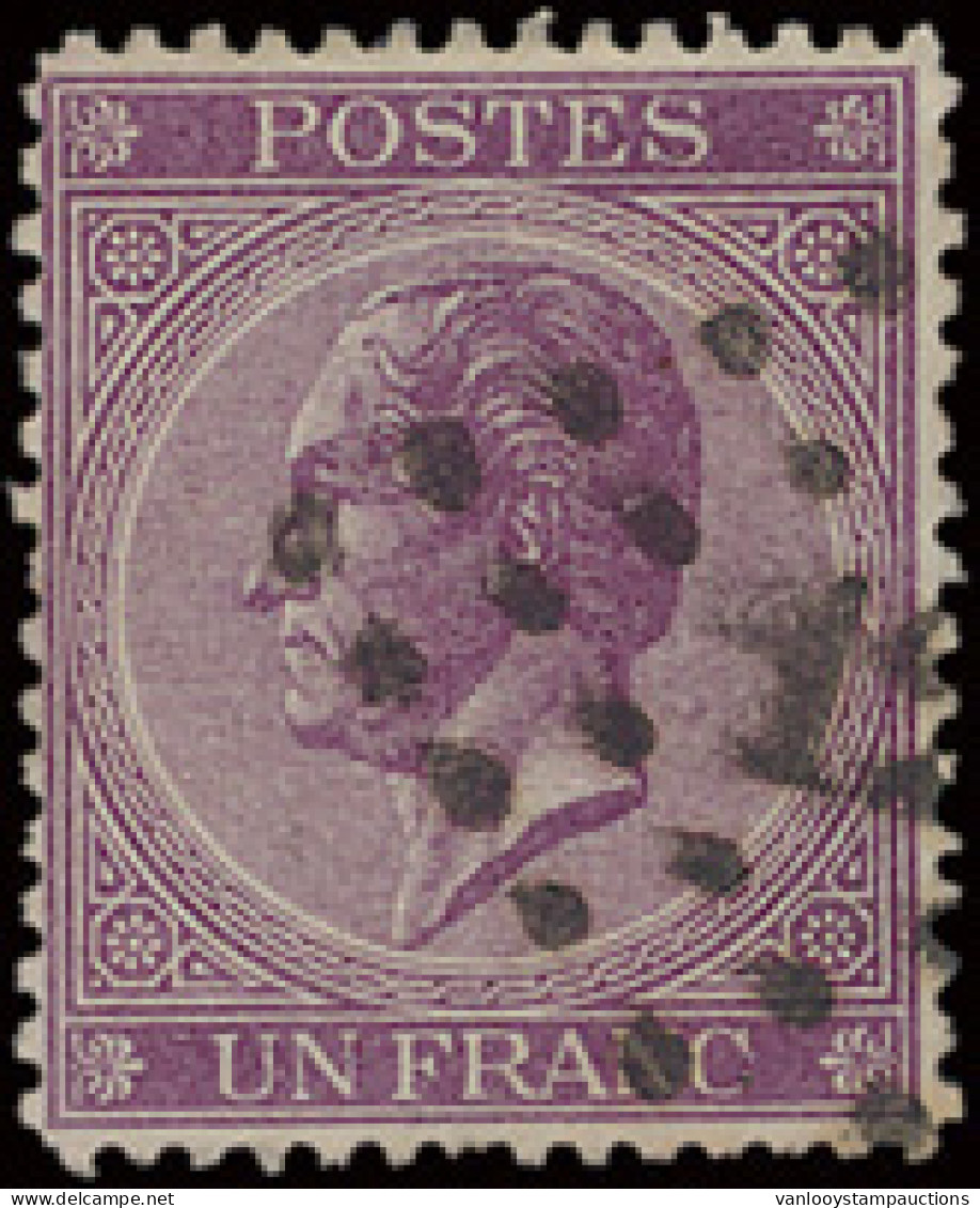 N° 21a 1fr. Donkerviolet Met Zeldzame Tint Rode Kool, Zm/m (OBP €620) - 1865-1866 Profile Left
