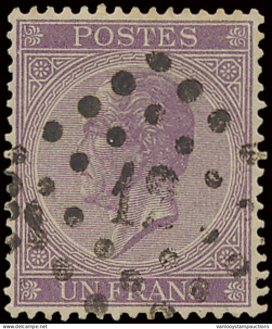 N° 21A 1fr. Violet, Puntstempel 13 Ardenne, Zm (COBA RR) - 1865-1866 Profile Left