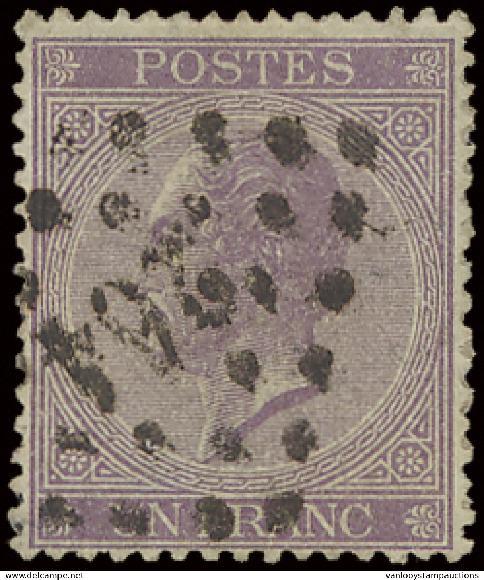 N° 21A 1fr. Violet, Puntstempel 264 Namur, Zm (OBP €110) - 1865-1866 Profiel Links