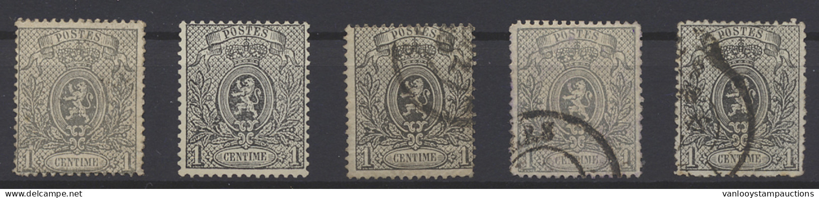 (*)/0 N° 23/23A 1c. Grijs, 5 Exemplaren, W.o. 2 (*), Zm/ntz - 1866-1867 Coat Of Arms