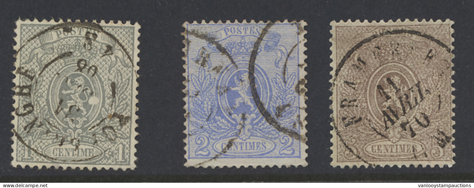 N° 23A/25A Tanding 15, Mooie Tint Op De 24A, 2 Stempels Onderzoeken Van N° 23A En 25A, Zm (OBP €224) - 1866-1867 Coat Of Arms