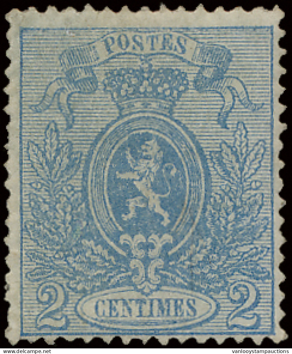 (**) N° 24A 2c. Hemelsblauw, Zeer Mooi Exemplaar Met Behoorlijke Centrage, Doch Hergomd, Zm (OBP €1.050) - 1866-1867 Coat Of Arms