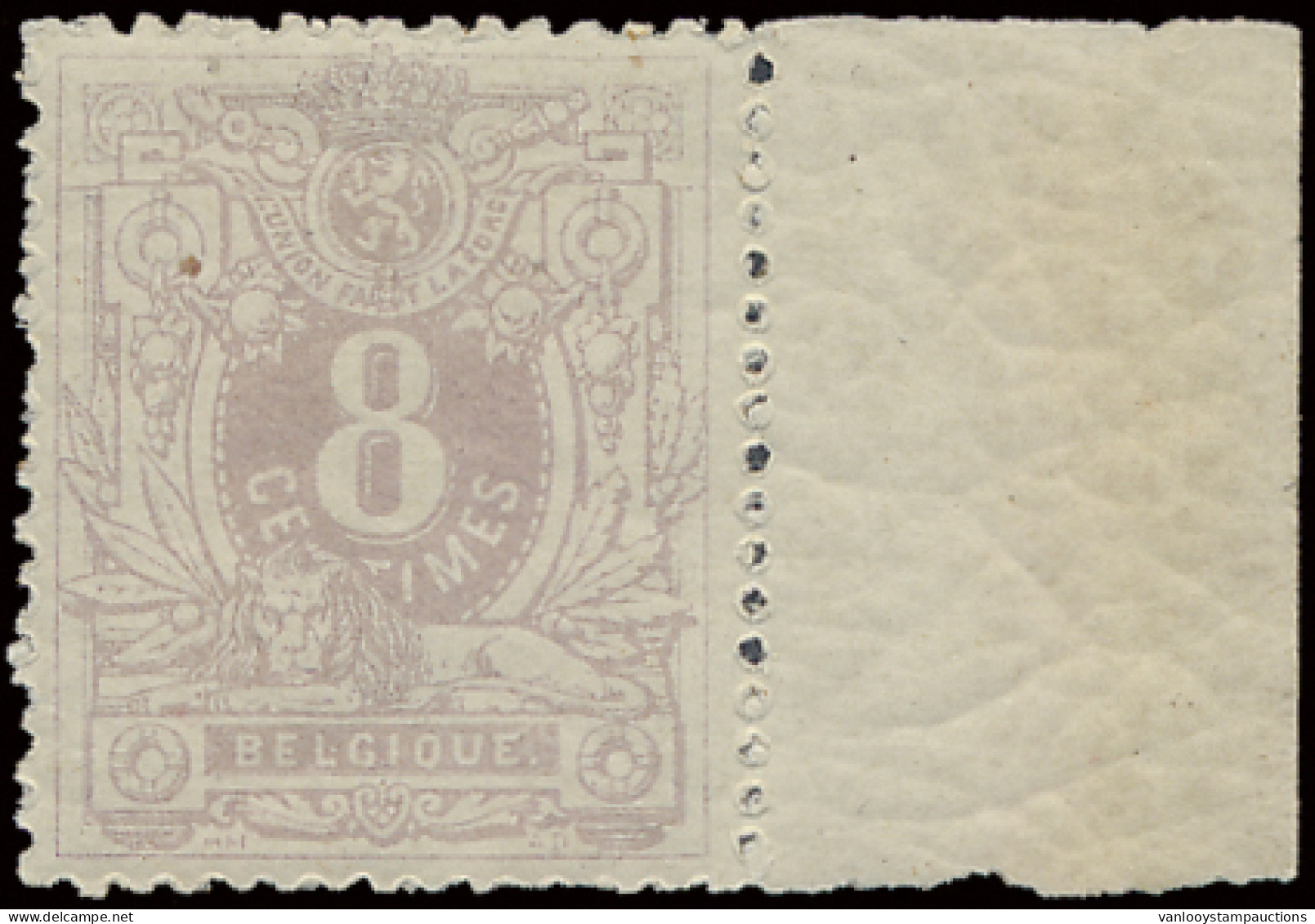** N° 29 8c. Violet, Lichte Kleur Met Bladboord, Bruine Gom, Zm/m (OBP €230) - 1869-1883 Leopold II
