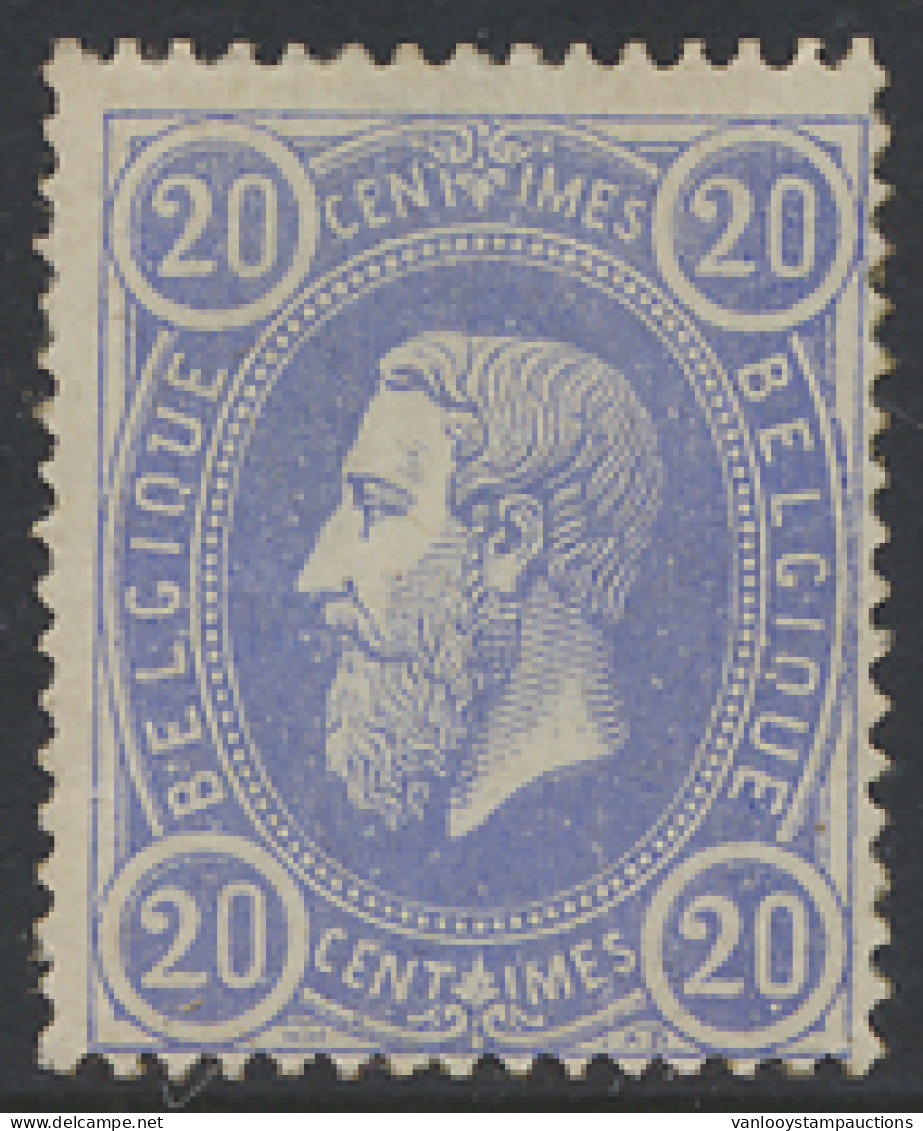 (**) N° 31 20c. Blauw, Nagegomd, Zeer Mooi Van Uitzicht, Zeer Mooie Tint, Zm/ntz (OBP €525) - 1869-1883 Léopold II