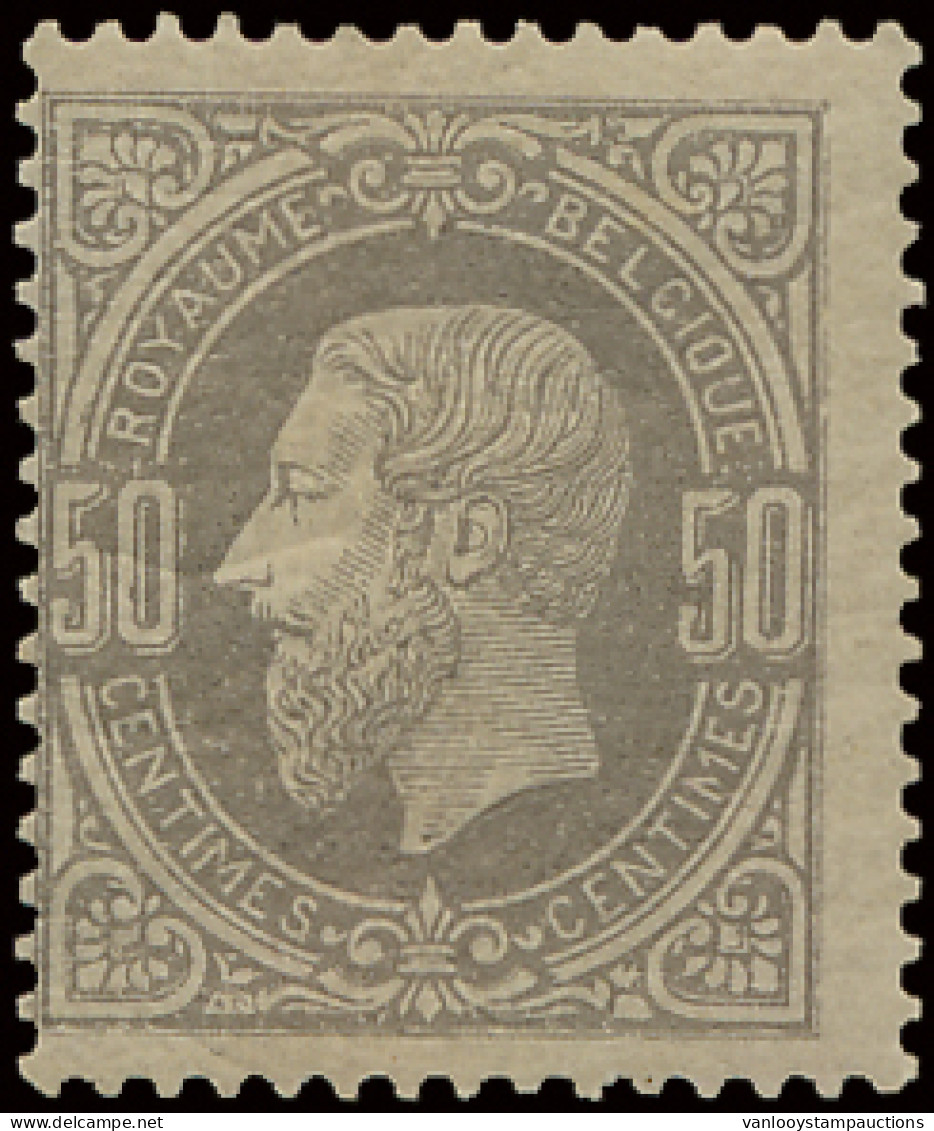 ** N° 35A 50c. Grijs, Bruine Gom, Zm/m (OBP €900) - 1869-1883 Léopold II