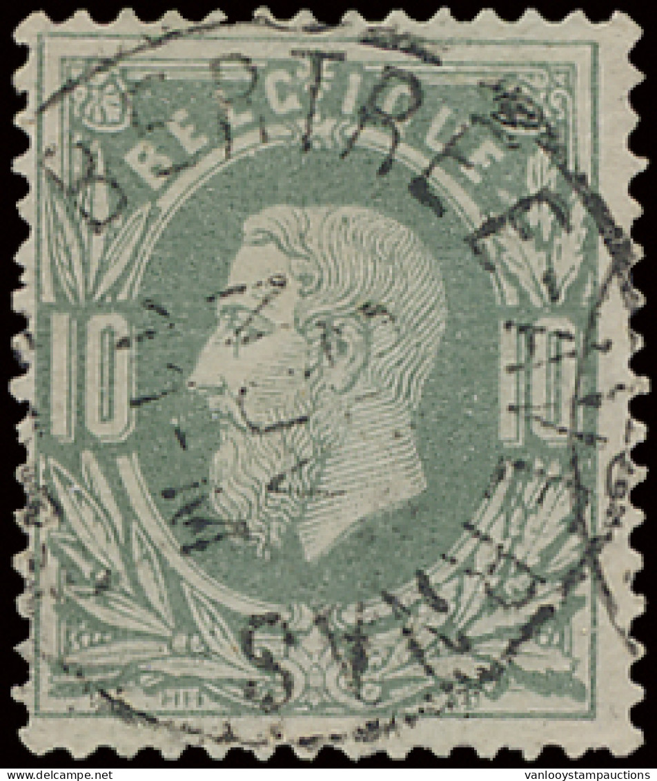 N° 30 10c. Groen, E.C. BERTRÉE AVERNAS, T0, Prachtig Centraal, Zm (COBA €15) - 1869-1883 Leopold II