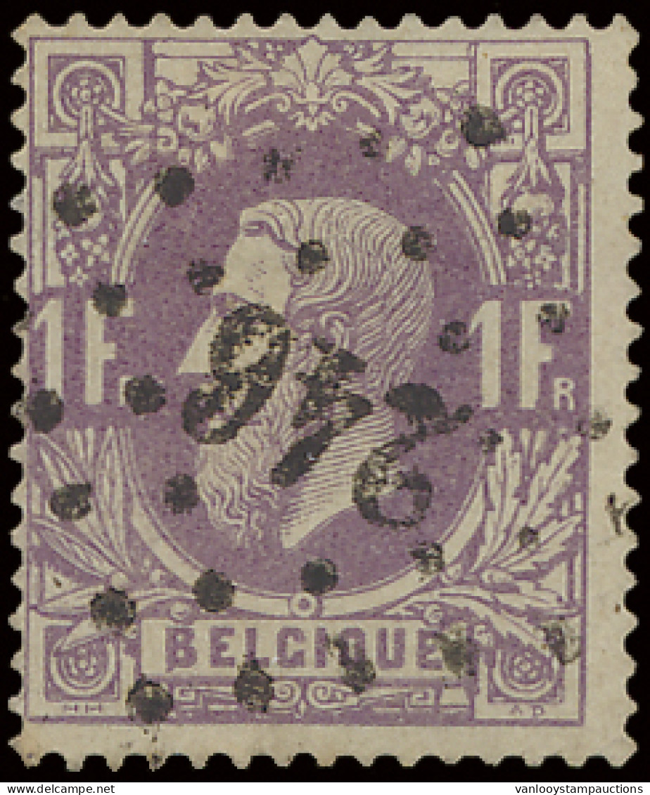 N° 36 1fr. Mauve Met Puntstempel 246 Messines, Zeldzaam, Zm (COBA R) - 1869-1883 Léopold II