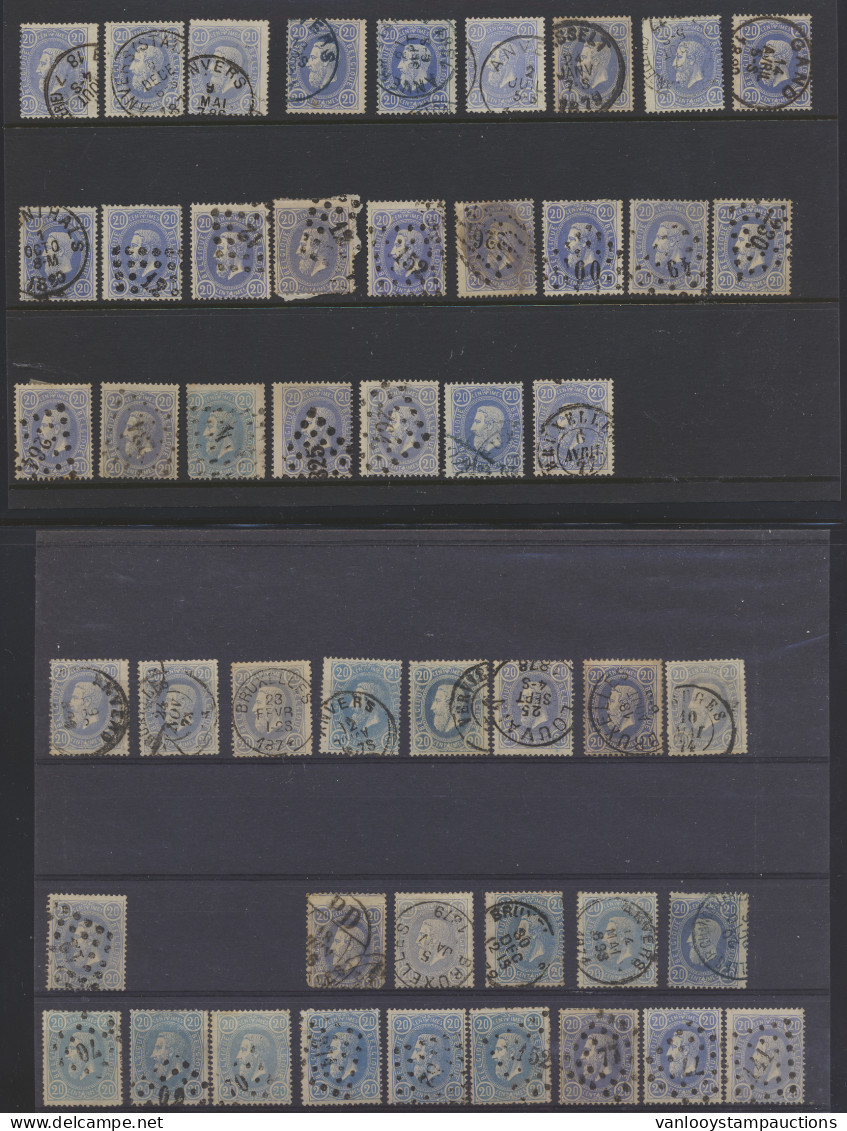 N° 31  20c. Blauw, 120 Exemplaren, Met E.C., D.C.a En Puntstempels, Prachtige Kleuren Tinten, Zm/m/ntz - 1869-1883 Leopold II
