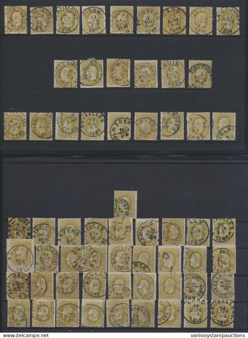 N° 32 25c. Bisterolijf, 61 Exemplaren, Enkele Mooie Centrale Stempels Voor De Specialist, Zm/m/ntz - 1869-1883 Léopold II