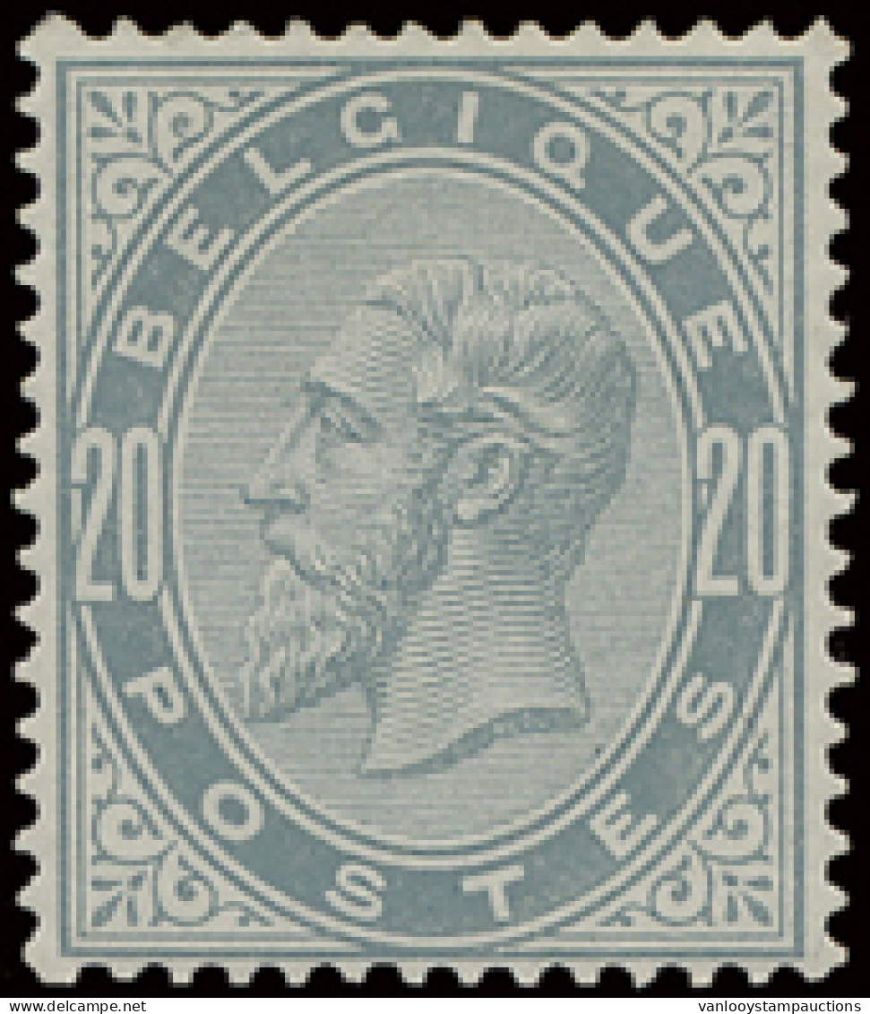 ** N° 39 20c. Parelgrijs, Zeer Mooie Centrage, Licht Vergeelde Gom, Zm/m (OBP €1.200) - 1883 Leopold II