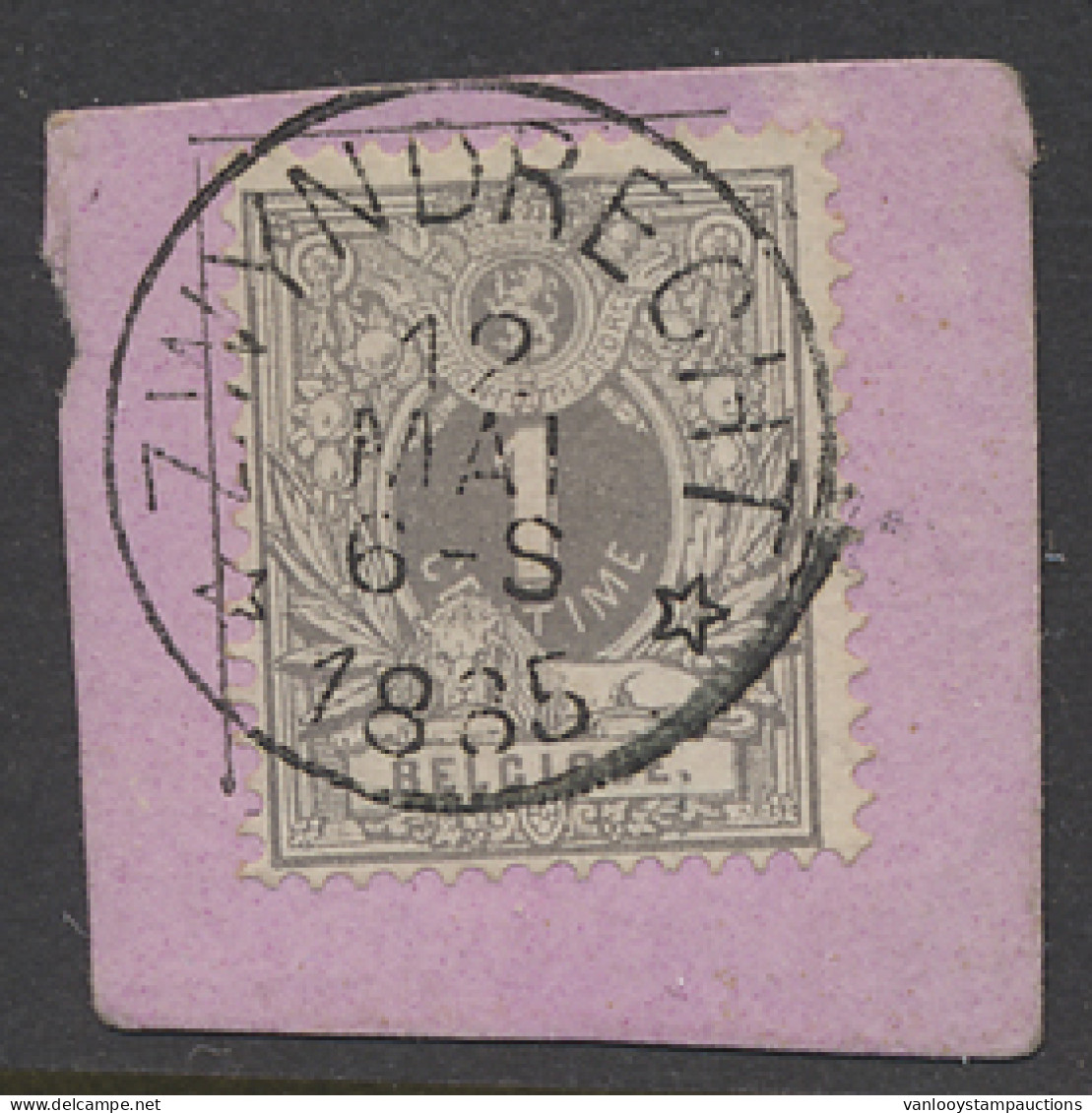 N° 43 1c. Grijs Met Afstempeling Zwijndrecht RELAIS Op Fragment Met T0, Zm (COBA €15) - 1869-1888 Lion Couché (Liegender Löwe)